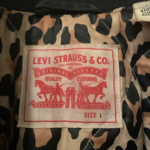 Long Levi Strauss coat with leopard lining! - Picture 4 of 5
